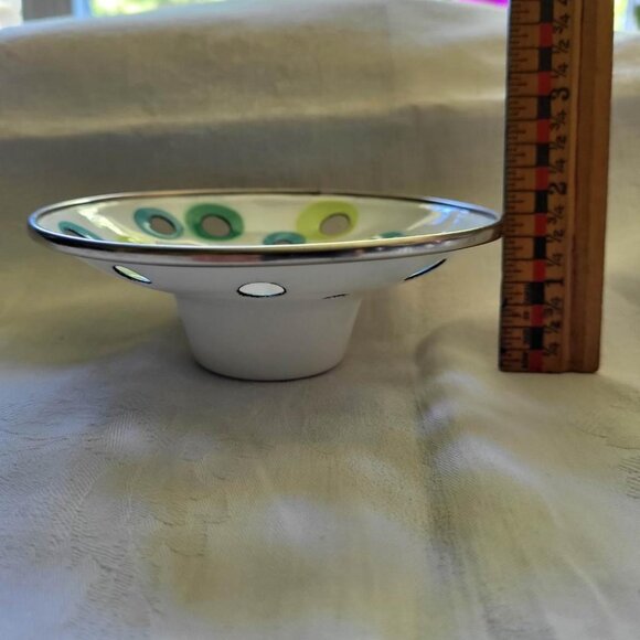 Set of 4 1980'S Ikea EMALJ pattern Enamel Tea Light Candle Holders - Picture 5 of 8